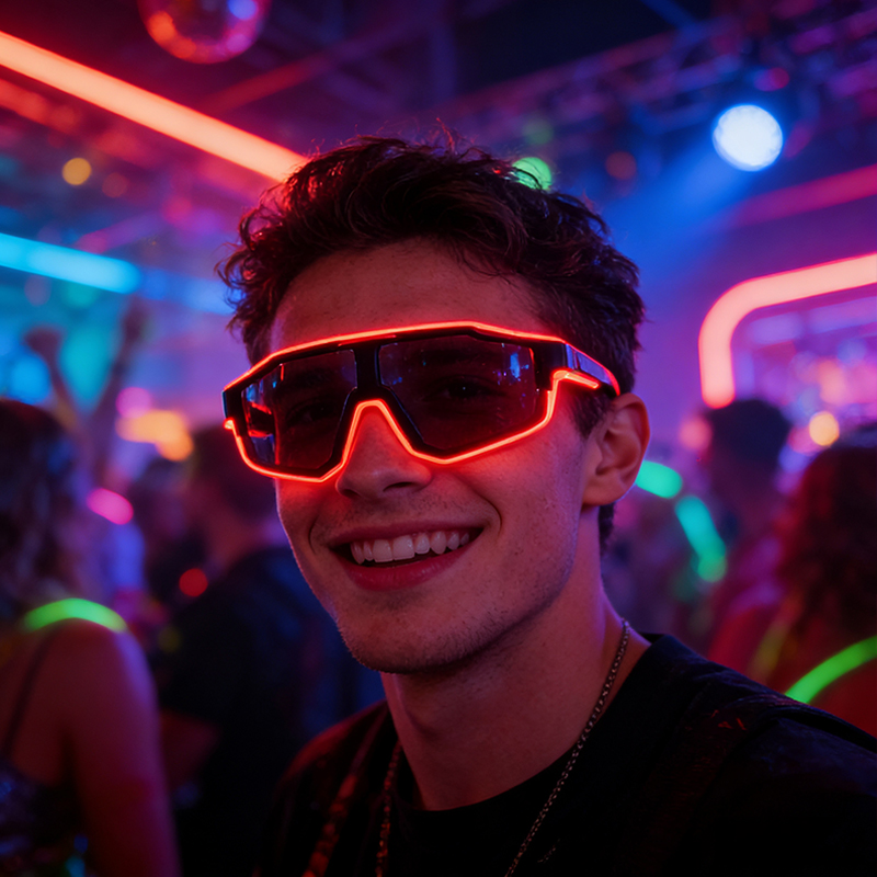 Glow In The Dark Party Glasses - Lunettes LED coupe-vent lumineuses clignotantes pour