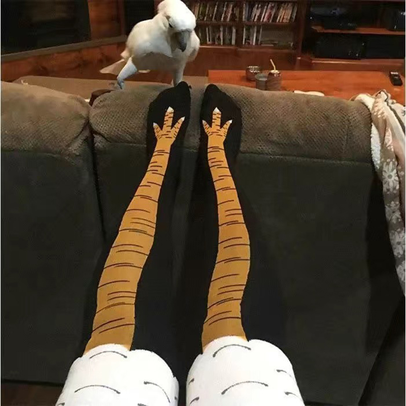 Funny Chicken Leg Socks - Chaussettes longues pour femmes, motif pattes