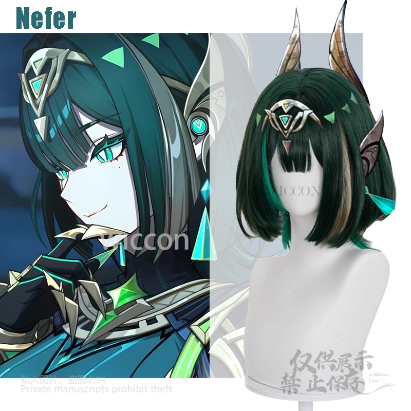 Anime Cosplay Wig Heat Resistant - Jeu d'anime Genshin Impact nouveau Nefer