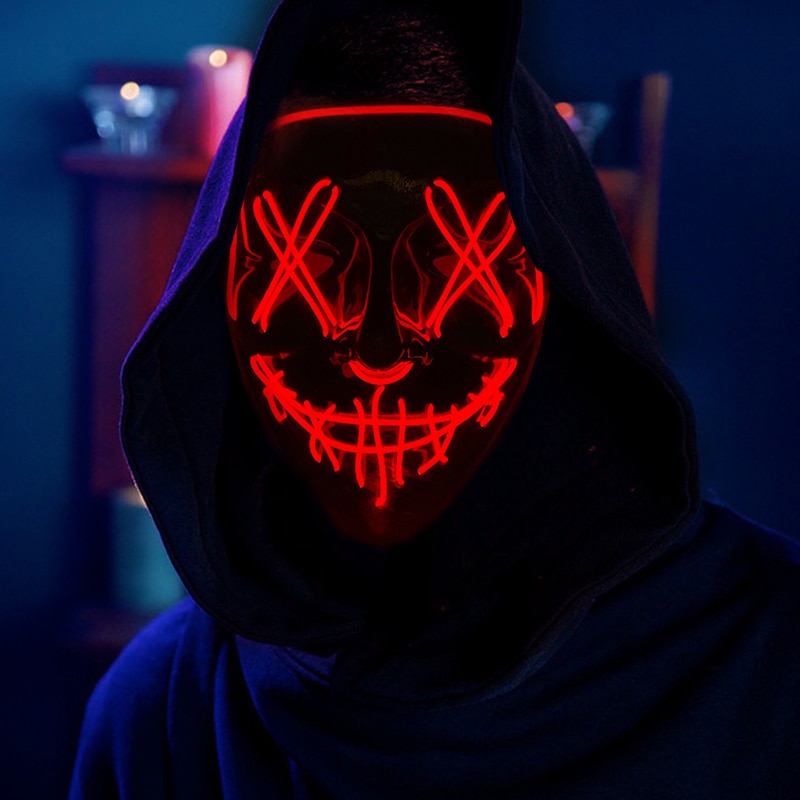 Led Purge Mask Halloween - Masque de Purge LED néon d'Halloween,