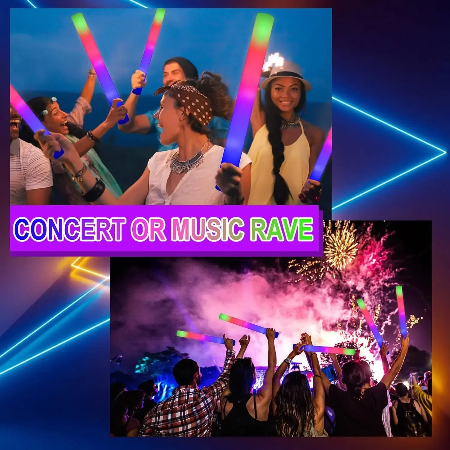 1Z-50PCS Bâtonnets lumineux en - Flashing Led Foam Sticks Party avis et prix